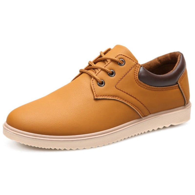 Men's Casual Lace-Up Shoes – Stylish Leather Sneakers with Rubber Soles