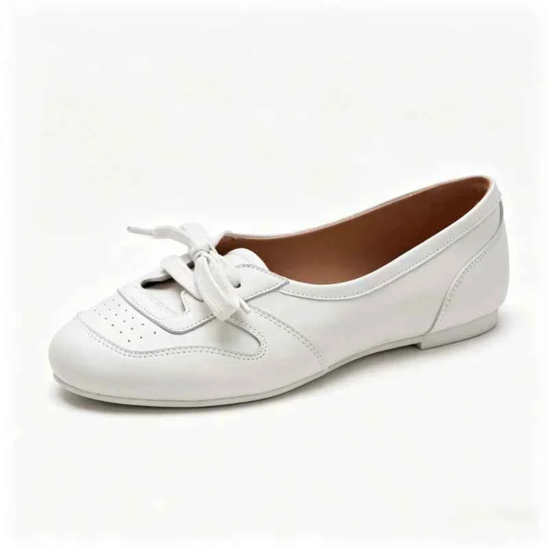 Women's Soft Ballet Flats Lace Up Bow Knot Slip On Loafers Comfortable Walking Round Toe Casual Shoes Spring Summer