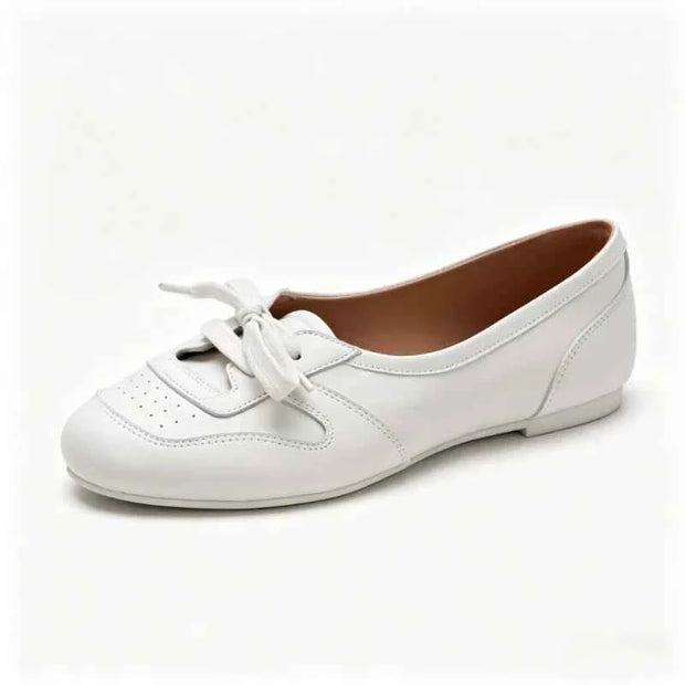 Women's Soft Ballet Flats Lace Up Bow Knot Slip On Loafers Comfortable Walking Round Toe Casual Shoes Spring Summer