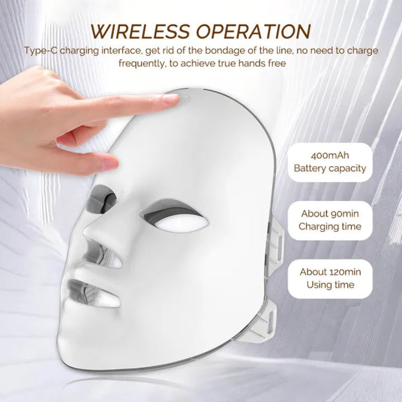 LED Face & Neck Mask Rechargeable Photon Beauty Machine Skin Care Rejuvenation Device
