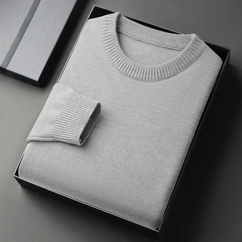 Men’s Classic Crewneck Knit Pullover Sweater – Long Sleeve Solid Color Casual Knitwear