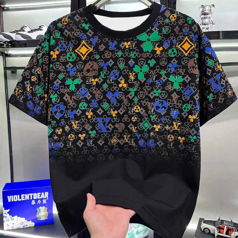 2026 New Style Men's Casual Trendy Fashion Short-Sleeved T-Shirt Classic Round-neck T-Shirt Colorful Print Letters Summer Shirt