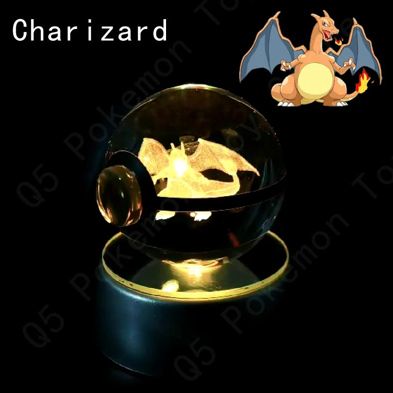Potdemiel 3D Pokémon Crystal Ball 5cm with LED Lamp Base