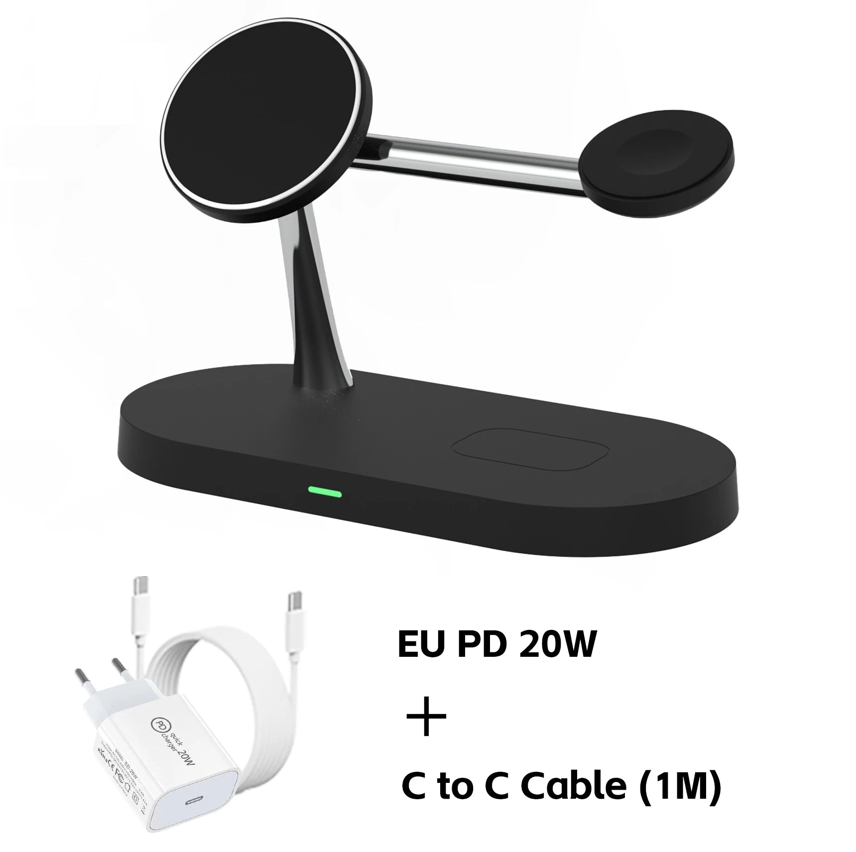 3-in-1 Magnetic Wireless Charger Stand – Fast Charging Station for iPhone, Apple Watch & AirPods