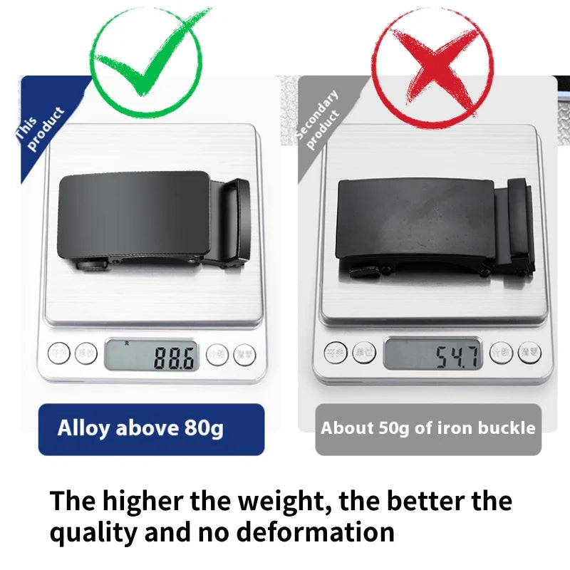 2PCS Black Leather Belt with Stylish Metal Buckle