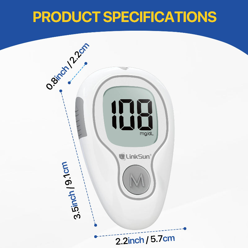 LinkSun Blood Glucose Monitor Kit with Test Strips & Lancing Device