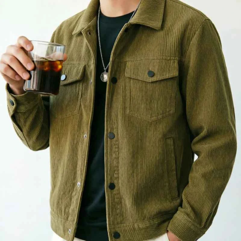 Men's Corduroy Jacket: Classic Collar Design, Multiple Colors Available, Loose Fit Comfortable and Versatile