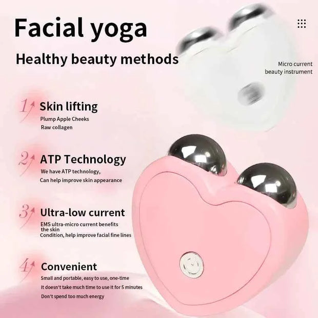KEMOKO Micro Current Beauty Device Mini Facial Lifting Roller EMS Massager Skin Care Tool