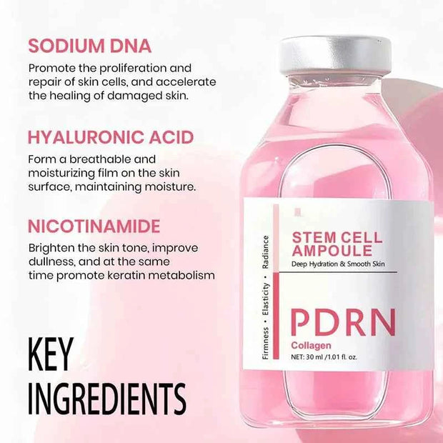 PDRN Stem Cell Ampoule with Collagen – 30ml Hydrating Facial Serum with Hyaluronic Acid and Nicotinamide