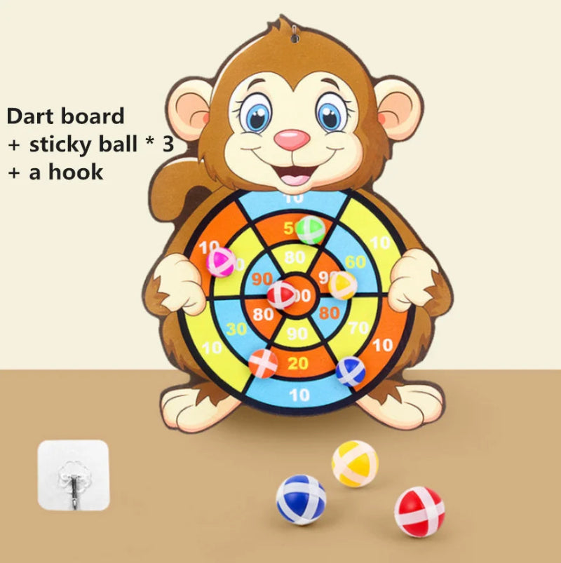 Montessori Cartoon Animal Dart Board Sticky Ball Game for Kids 2-4 Years Educational Interactive Toy Baby Family Indoor Activity