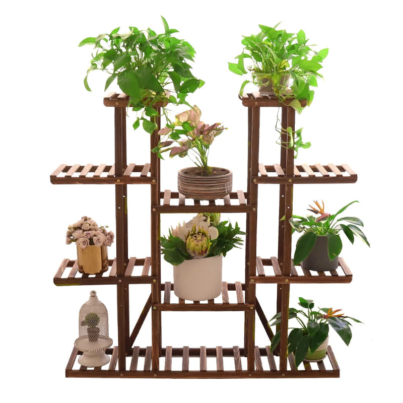 Wooden Plant Shelf Multi Tier Flower Pot Stand Indoor Outdoor Garden Display Rack