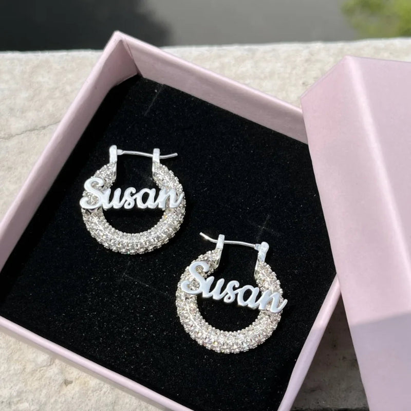Winter & Susan Name Hoop Earrings