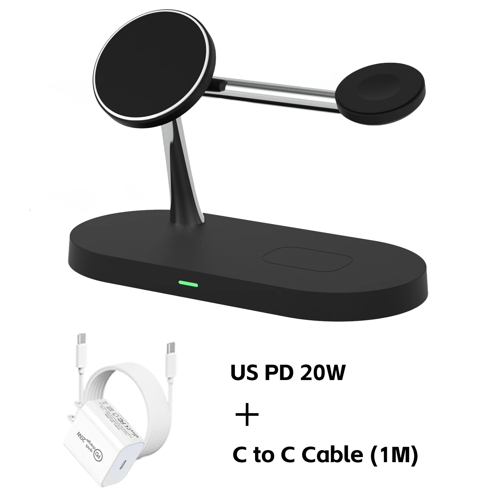 3-in-1 Magnetic Wireless Charger Stand – Fast Charging Station for iPhone, Apple Watch & AirPods