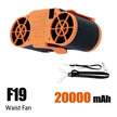 TIASTHAN 30000mAh Rechargeable Waist Clip Fan with 7 Speeds, Digital Display and Power Bank Function