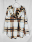 Women's Plus Size Plaid Hooded Tunic – Long Sleeve Drawstring Pullover Top