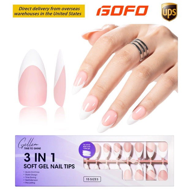 Gellen Soft Gel Nail Tips - 3 in 1 Professional Nail Enhancements