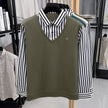 Men’s Business Casual Striped Long Sleeve Shirt with Sweater Vest – Fake Two-Piece Top