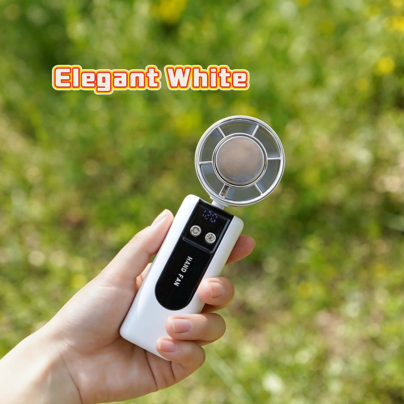 199-Speed Portable Turbo Handheld Fan with Semiconductor Ice Cooling, Digital Display & Type-C Charging