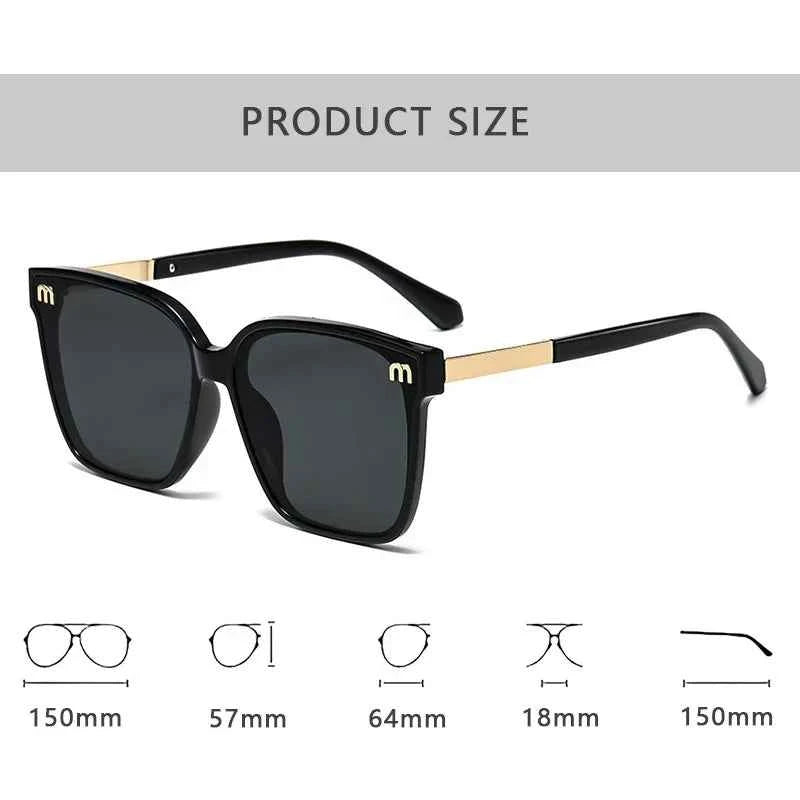 Luxury Black Sunglasses with Gold Accents – Stylish Square Frame with UV Protection