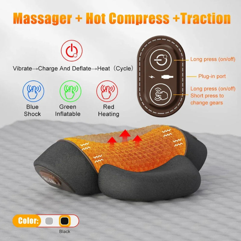 Electric Neck Massager Pillow – Cervical Support Pillow with Heating, Vibration Massage & Neck Relaxation
