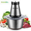 BioloMix 500W 2L Stainless Steel Electric Food Chopper with 2 Speeds, Extra Blade, Meat Grinder and Mincer – 110V US Plug