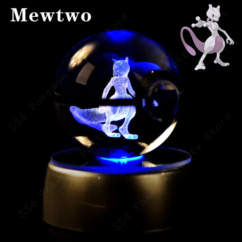 Pokémon 3D Crystal Ball Night Light with Color-Changing LED Base