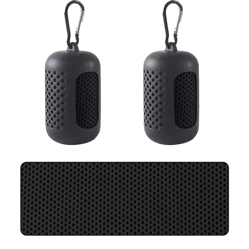 2 Pack Portable Round Silicone Covered Cooling Towel – Quick Drying Fitness Sports Towels for Outdoor Activities