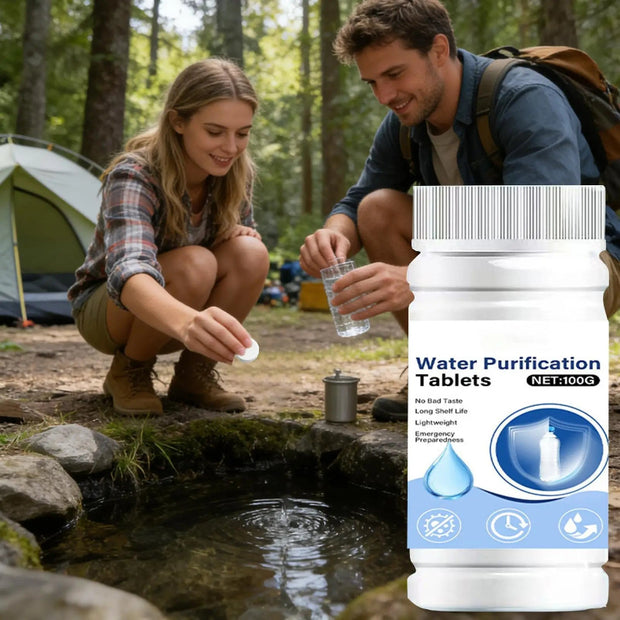 Water Purification Tablets – 100g Portable Bottle for Hiking, Camping & Outdoor Emergency Kits