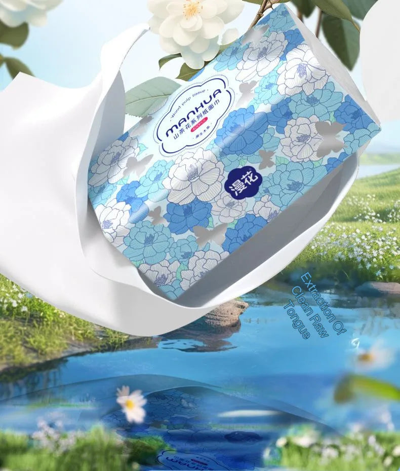 Manhua Household Tissue Paper 20 Packs Bulk 400 Sheets Each Thickened Soft Disposable Napkins for Home Daily Cleaning Face Towel