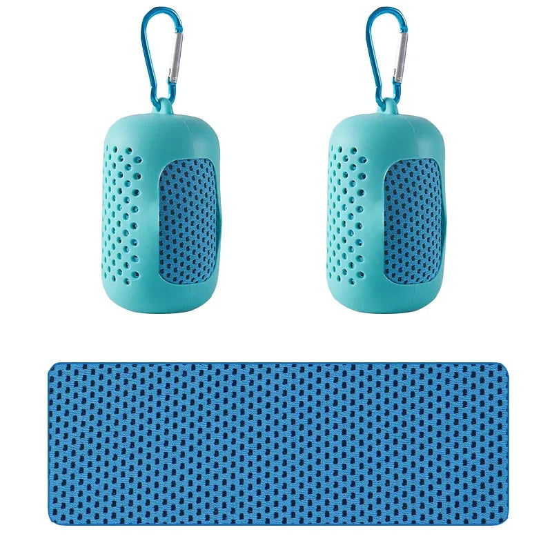 2 Pack Portable Round Silicone Covered Cooling Towel – Quick Drying Fitness Sports Towels for Outdoor Activities