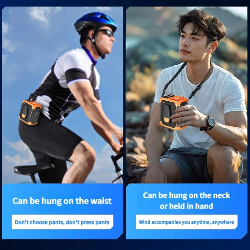 Rechargeable Waist Clip Cooling Fan with 150 Speeds, Digital Display, LED Light and Power Bank