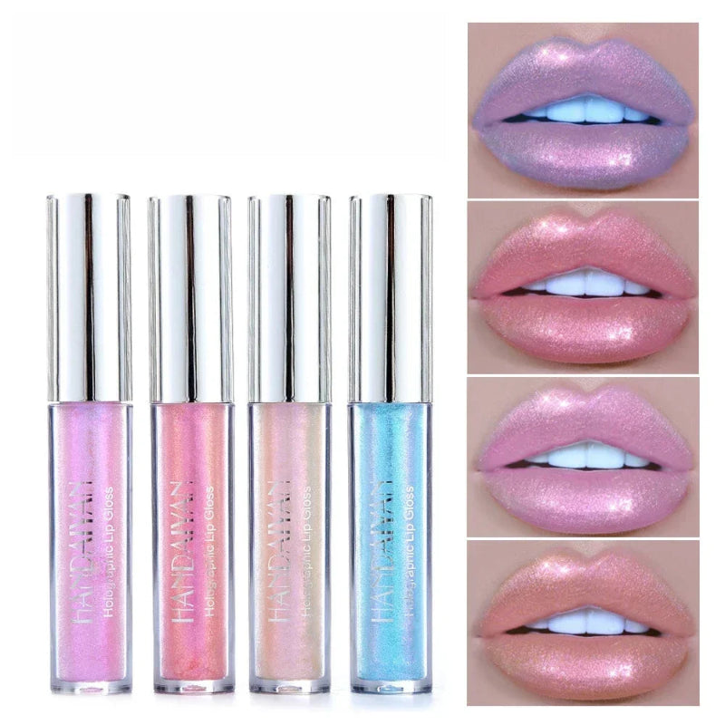 6 Colors Laser Holographic Lip Gloss – Mermaid Glitter Waterproof Metallic Liquid Lipstick