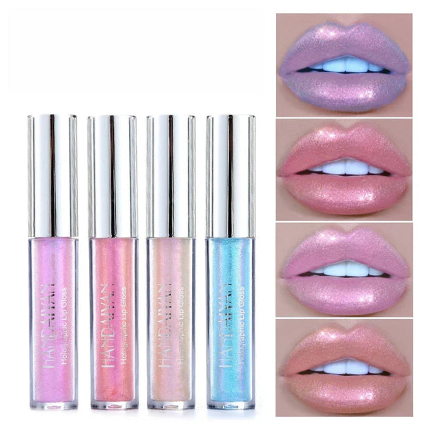 6 Colors Laser Holographic Lip Gloss – Mermaid Glitter Waterproof Metallic Liquid Lipstick