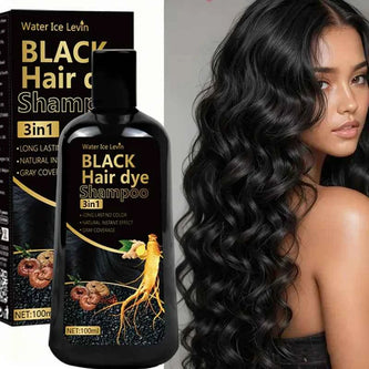 Water Ke Lewn Black Hair Dye Shampoo 3in1 with Ginger & Biotin Long Lasting Gray Coverage Hair Color Shampoo