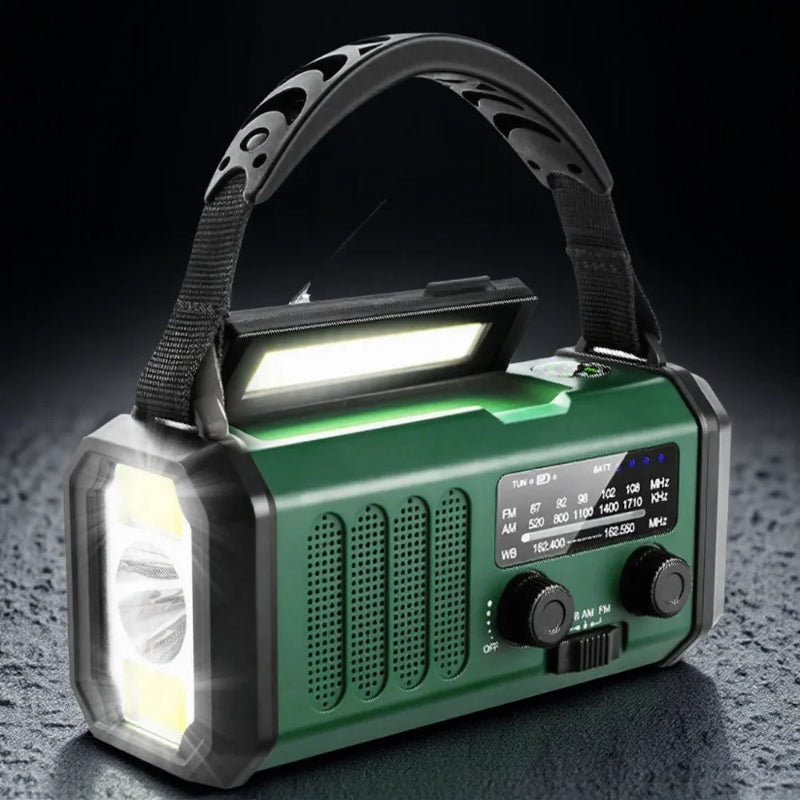 STONEGO Solar Hand Crank Emergency Radio – AM/FM NOAA, USB-C Charging, LED Flashlight, SOS Alarm & Compass