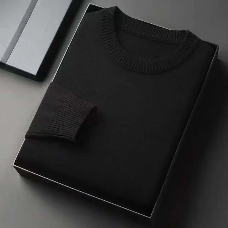 Men’s Classic Crewneck Knit Pullover Sweater – Long Sleeve Solid Color Casual Knitwear