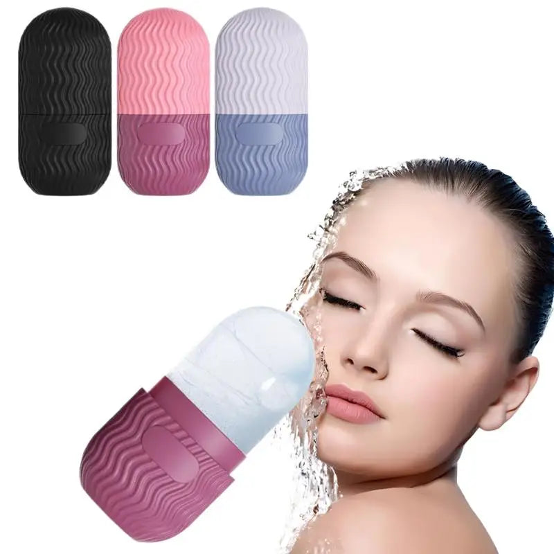 Silicone Cube Tray Shape Facial Ice Roller Reusable Face Massage Roller Skin Care Tool