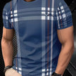 Men’s Geometric Striped & Plaid Short Sleeve T-Shirt with Size Guide