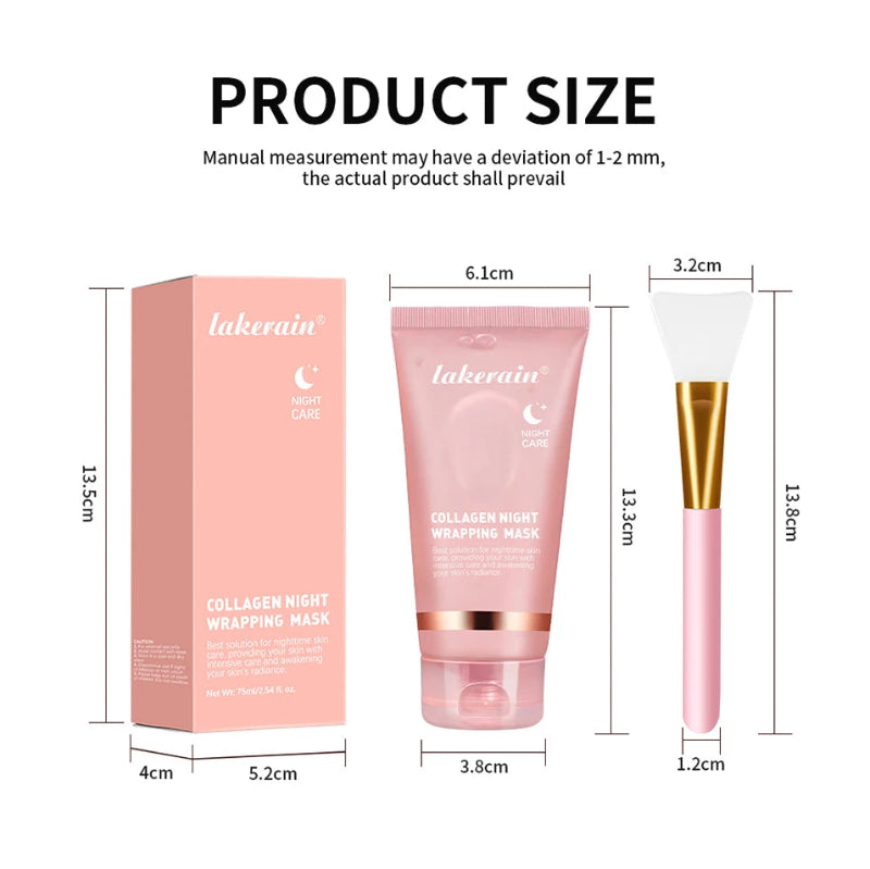 Korean Collagen Overnight Wrapping Peel Off Facial Mask Moisturizing Hydrating Brightening Skin Care Mask