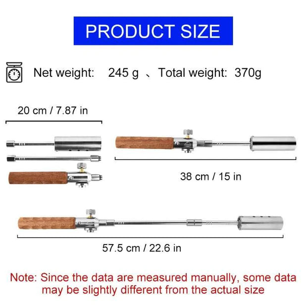 WIDESEA Long-Handle Detachable Stainless Steel Camping Torch with Wooden Grip & Carry Pouch