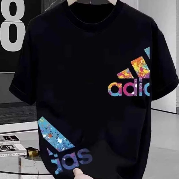 Adidas Colorful Logo T-shirt – Stylish Casual Wear for Men | Black & White Options