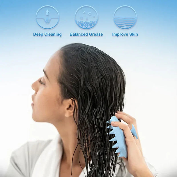 Shampoo Brush Silicone Scalp Massager – Soft Hair Washing Brush for Deep Cleaning