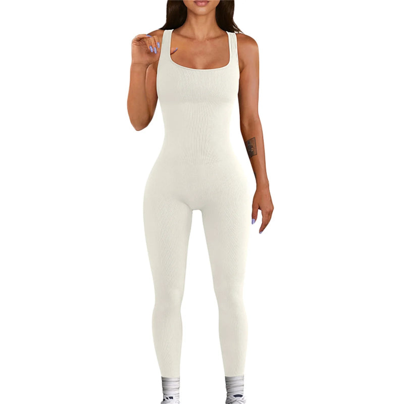 Women’s Sleeveless Unitard Bodysuit – Stretchy Full-Length Jumpsuit | Multi-Color Options