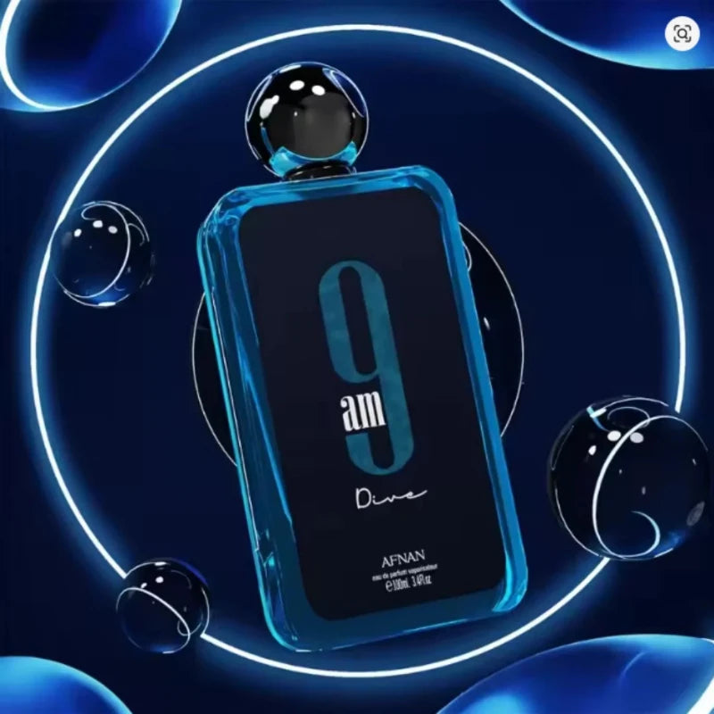 Afnan 9 AM Dive Eau De Parfum 100ml Unisex Fresh Aquatic Citrus Fragrance