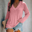 Women's Casual V-Neck Long Sleeve T-Shirt – Loose Lightweight Top