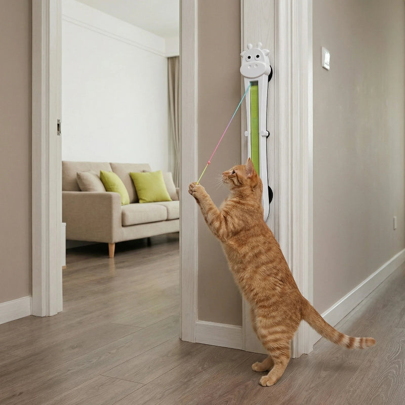Fully Automatic Giraffe Cat Teasing Machine | Interactive Wall Mounted Rope Toy for Cats