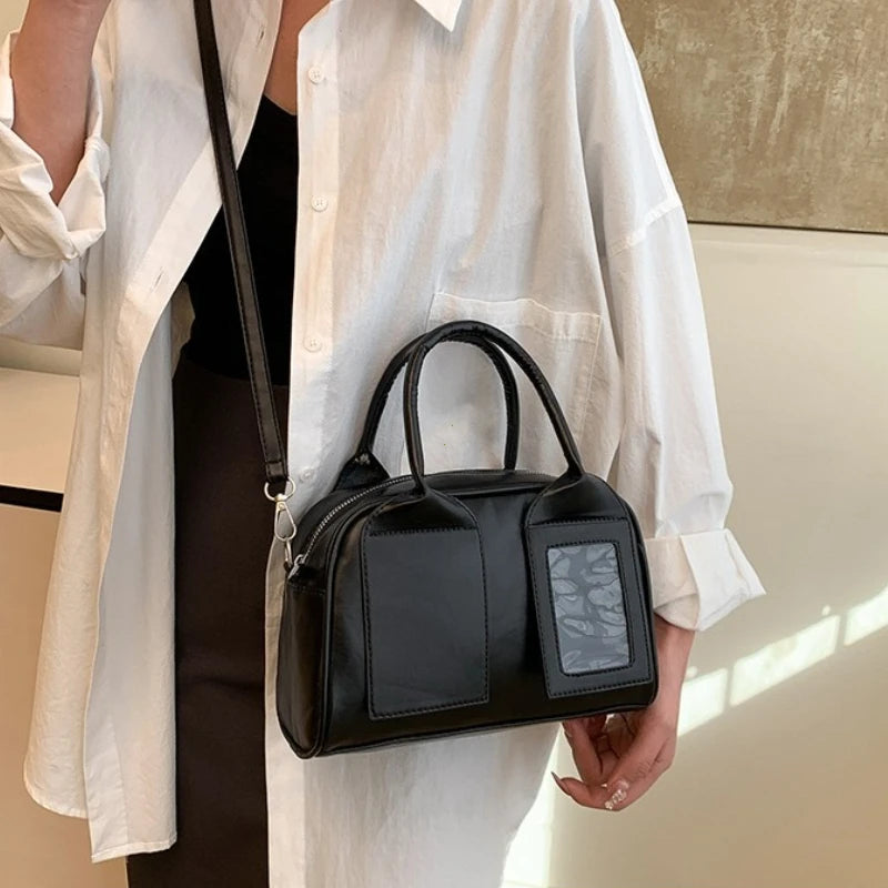 Women’s Transparent Display Window Crossbody Handbag with Top Handles