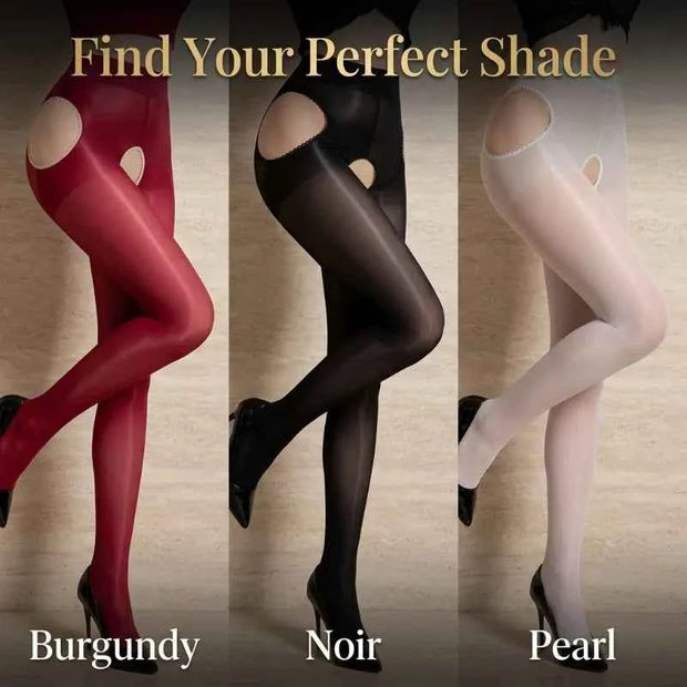 Sexy Open Crotch Shiny Pantyhose for Women,Oil Sheer Tights,High Elastic Stockings Lingerie,Nightclub,Cosplay,Multiple Shades