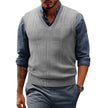 Men's V Neck Cable Knit Sweater Vest Sleeveless Lightweight Pullover