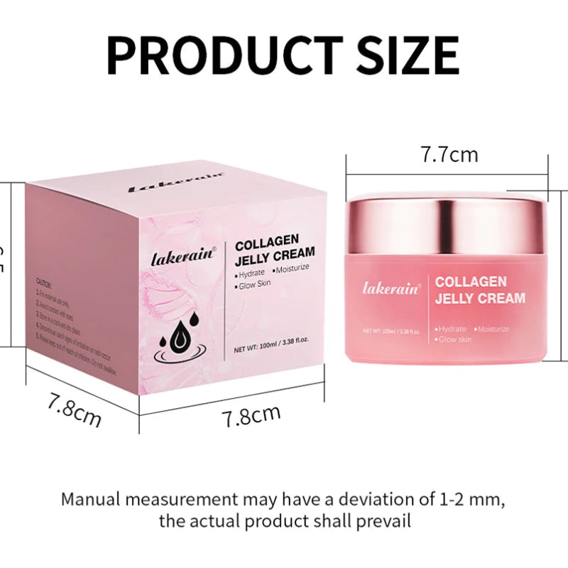 lakerain Collagen Jelly Cream 100ml – Hydrolyzed Collagen & Niacinamide Moisturizer for Face, Neck & Hands